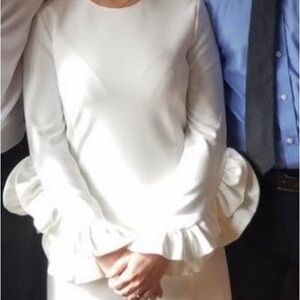 White dress with ruffle sleeve